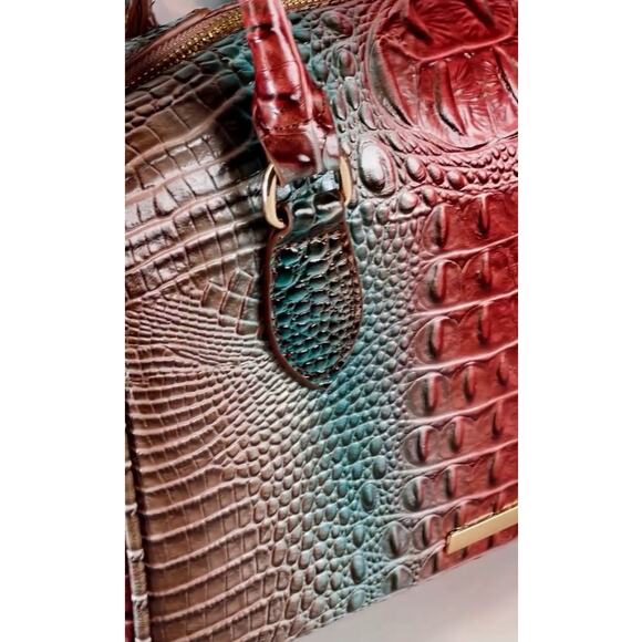 NEW Crocodile Embossed Top Handle Satchel Handbag Bag w Optional Crossbody Strap - Picture 7 of 11